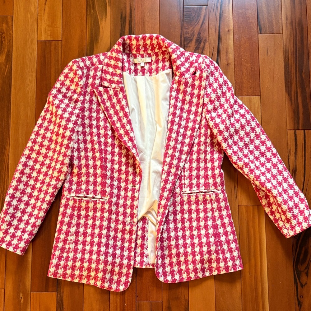 Vibrant Pink and White Women's Blazer